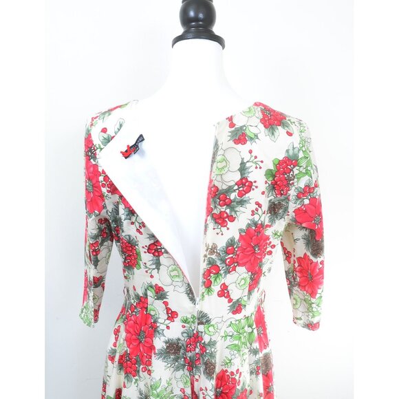 Hell Bunny Festive Poinsettias Midi 50’s Retro Rockabilly Pin-Up Dress Women's L - Picture 7 of 13